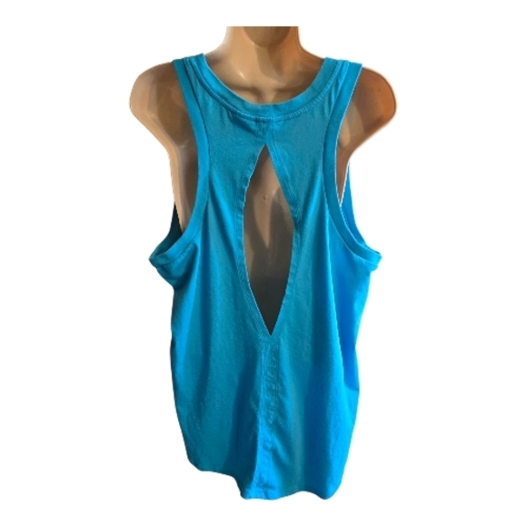 VS PINK Blue Racerback Tank Top Size XL Script Logo Casual - Picture 7 of 7